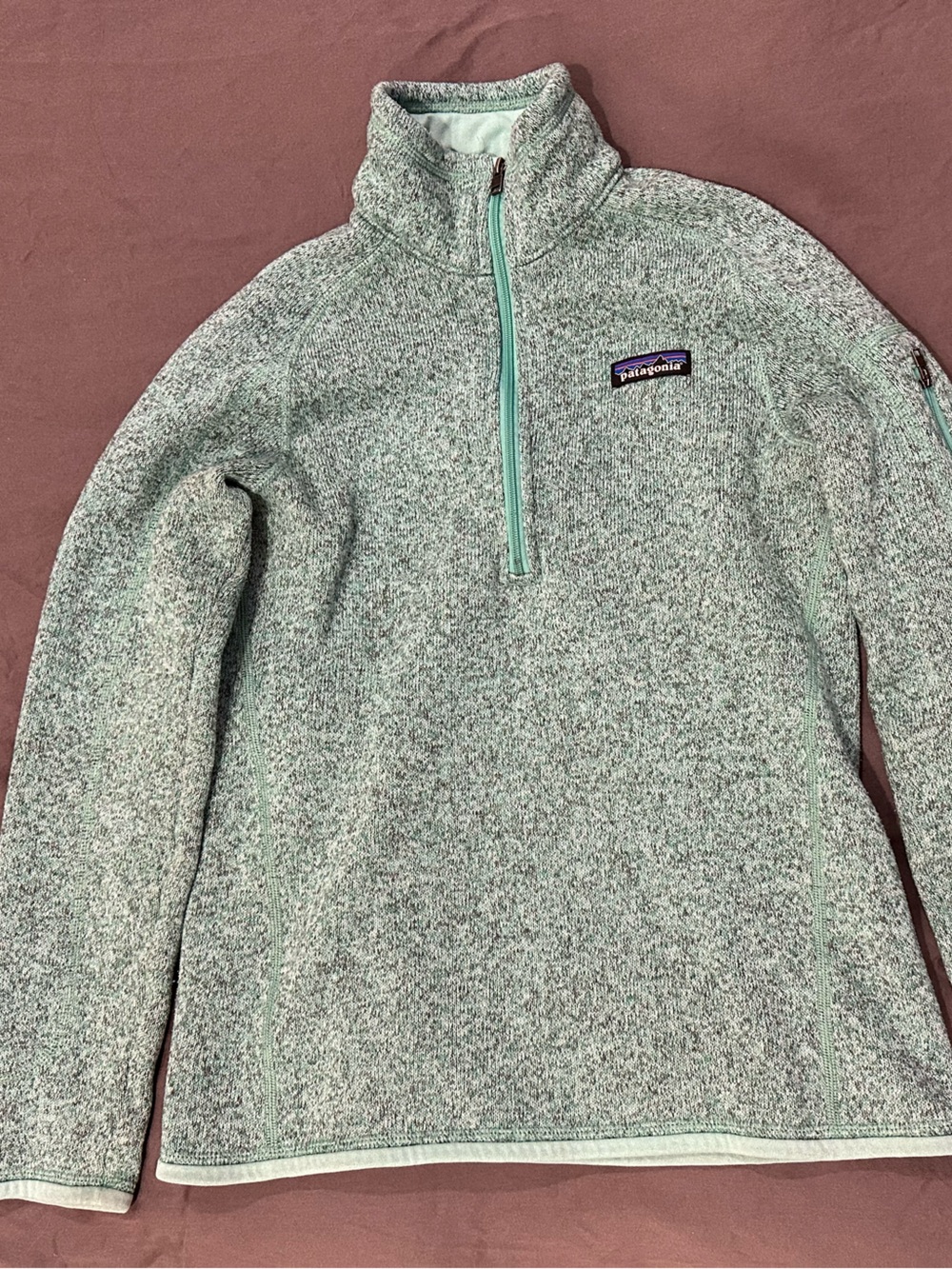 Patagonia Women’s Heather Mint Quarter-Zip Turtleneck Pullover